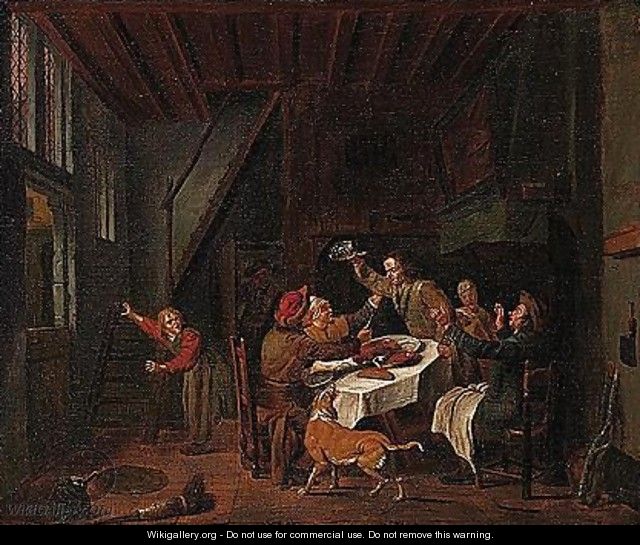 A Domestic Interior With A Family Quarreling Over A Meal - Jan Jozef, the Younger Horemans
