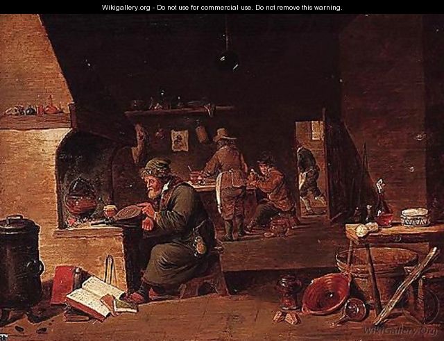 An alchemist in his studio - (after) David The Younger Teniers