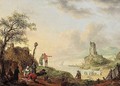 Coastal landscape with fishermen unloading their catch - (after) Jan-Anton Garemyn