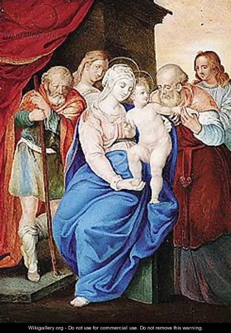The Holy Family With Saints - Giorgio-Giulio Clovio