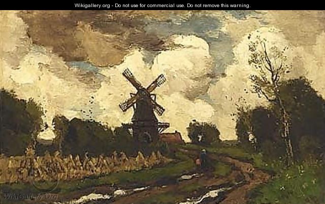 A Windmill In A Stormy Landscape - Theophile De Bock