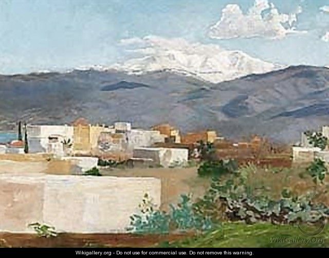 A Village In Front Of Antilibanon And Hermon - Gustave Bauernfeind