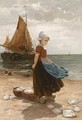 A Volendam Girl On The Beach - Edmond Louyot