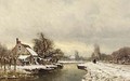 A Winter Landscape With A House On The Waterfront - Louis Apol