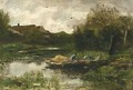 A Landscape With A Farmer In A Barge - Jacob Henricus Maris