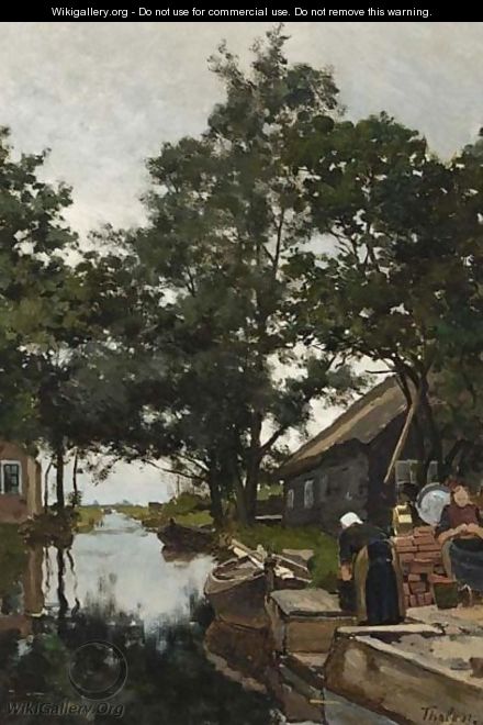 A Washerwoman Near A Canal, Giethoorn - Willem Bastiaan Tholen