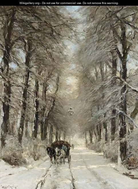 A Horse-drawn Cart On A Snowy Lane 2 - Louis Apol
