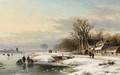 A Winter Landscape With Skaters On The Ice - Lodewijk Johannes Kleijn