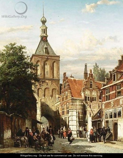 A View Of The Binnenpoort, Culemborg - Cornelis Springer