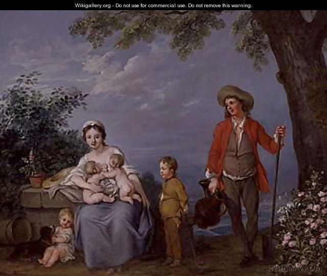 A gardner and his family in a landscape - Jean Benard