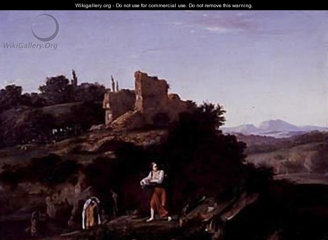 Washerwomen in a southern landscape - (after) Cornelis Van Poelenburgh