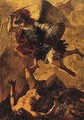 The archangel michael vanquishing the devil - Spanish School