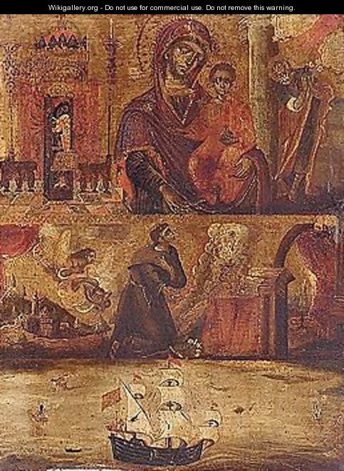 The madonna and child with Saint Joseph - Veneto-Cretan School