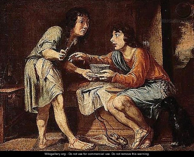 Esau selling his birthright to Jacob - French School
