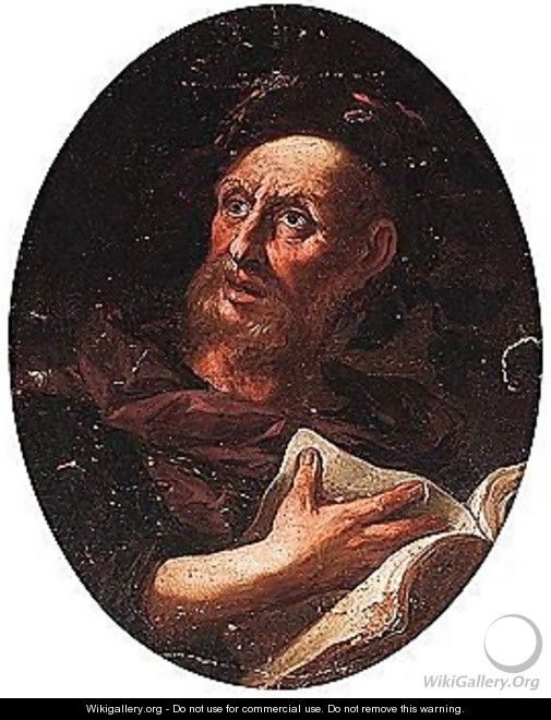 Portrait of a poet, head and shoulders - (after) Giovanni Battista Langetti