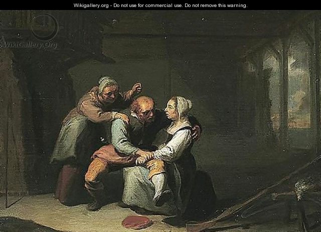 An interior with a procuress, an old man and a girl - Willem van, the Elder Herp
