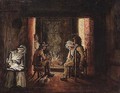 Tavern scene with rustics by a fire - (after) John Cranch Of Bath