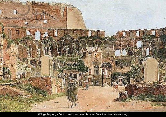 Rome, a view of the interior of the colosseum - Roman School