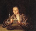 A woman reading a letter by candlelight - (after) Jean-Baptiste Santerre