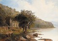 Vienna, monks conversing on before an abbey on the edge of a lake - Friedrich Philipp Reinhold