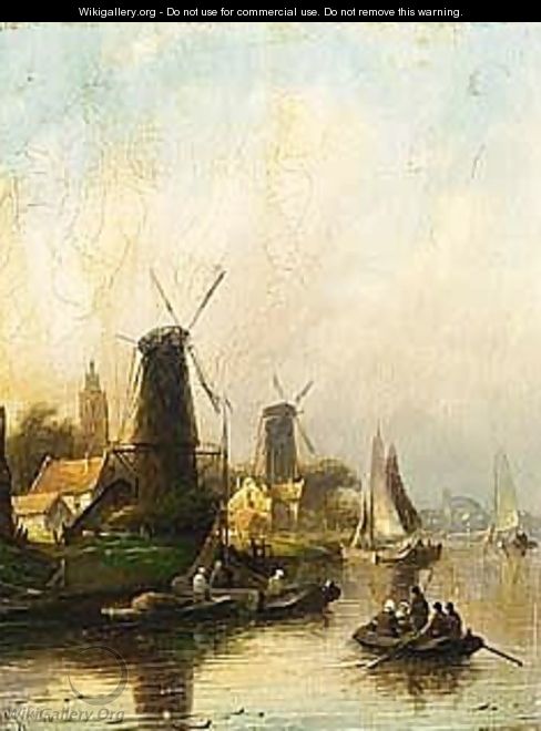 Mills In A River Landscape - Jan Jacob Coenraad Spohler