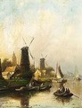 Mills In A River Landscape - Jan Jacob Coenraad Spohler