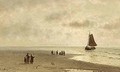 A Coastal Scene With A Bomschuit - Johannes Josephus Destree