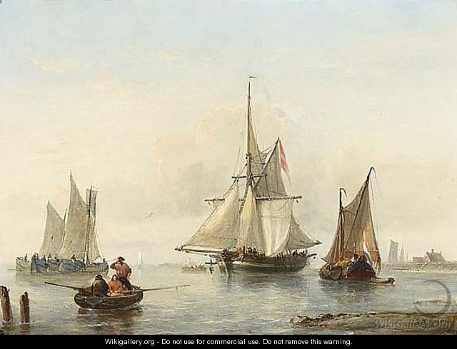 Sailingvessels Near The Coast - George Willem Opdenhoff