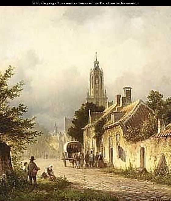 Travellers In The Streets Of A Dutch Town - Lodewijk Johannes Kleijn