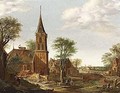 A village scene with figures near a church - (after) Emanuel Murant
