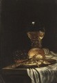 A Pewter Plate And A Knife - (after) Willem Van Aelst