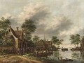 A River Landscape With A Village Kermesse And 'Ganzentrekken' - Thomas Heeremans