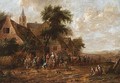 A Village Scene With Figures Smoking And Drinking Outside An Inn - Thomas Heeremans