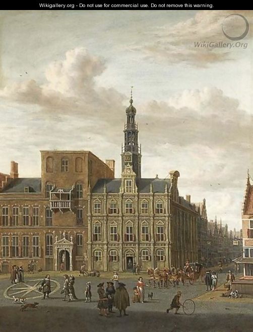 Utrecht A View Of The City Hall On The Oude Gracht - Abraham Storck