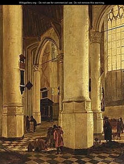 The interior of the oude kerk with the tomb of piet hein - (after) Gerard Houckgeest