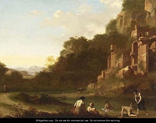 Nymphs Bathing In A Landscape With Ruins - Cornelis Van Poelenburgh