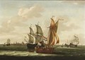 A Kaag, Small Cargo Ships And Other Vessels On The Zuiderzee With A View - Jacob Gerritz Loef