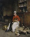 The Kitchen Maid With Three Puppies - Claude Joseph Bail