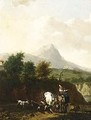 A mountainous landscape with shepherds and their herd resting - (after) Nicolaes Berchem