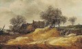 A Dune Landscape With Figures Conversing Near Cottages - Jan van Goyen