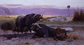 Buffalo Along The Riverbank - Wilhelm Kuhnert