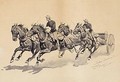 Team of calvary horses pulling a caisson - Frederic Remington