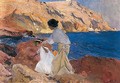 Clotilde Y Elena En Las Rocas, Javea (Clotilde And Elena On The Rocks, Javea) - Joaquin Sorolla y Bastida