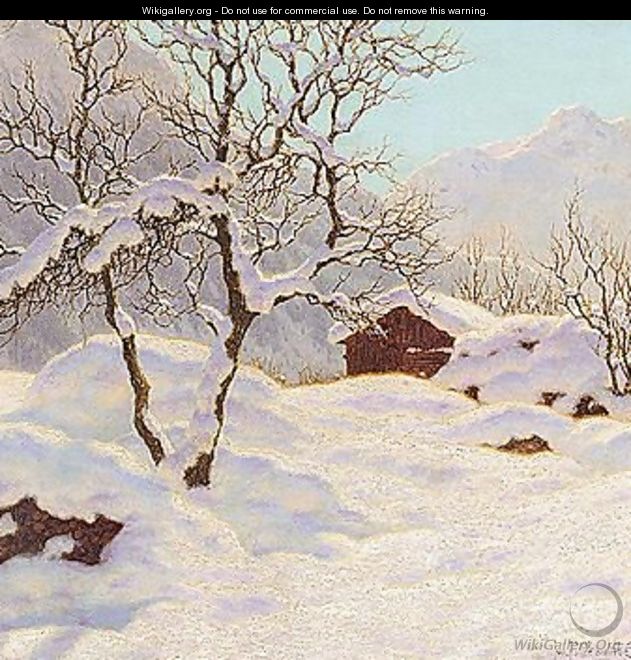 Mountain cabin under snow - Ivan Fedorovich Choultse