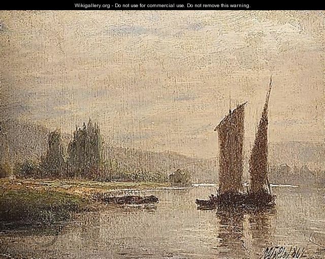 Sailing barge on the river - Lef Feliksovich Lagorio