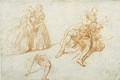 Study of two girls playing hide-and-seek and a study of a seated man and separate study of his legs - Nicolas Lancret