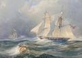 A Frigate In A Stiff Breeze - Thomas Charles Leeson Rowbotham