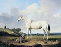 A Grey Hunter With Terrier In A Landscape - Charles Towne
