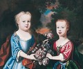 Portrait Of Two Children With Flowers In A Landscape - (after) Robert Byng Or Bing