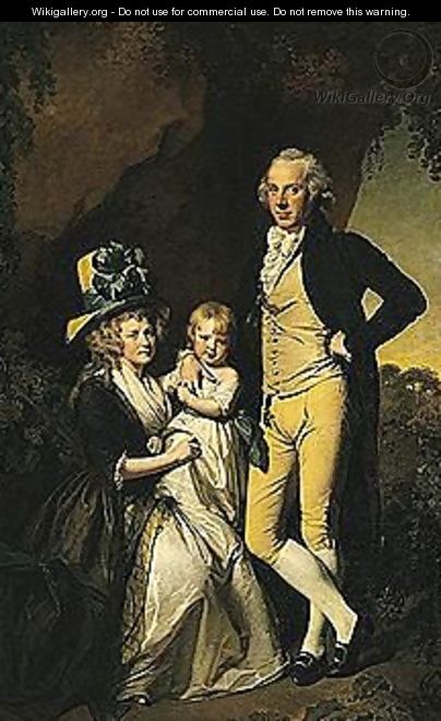 Portrait Of Richard Arkwright With His Wife Mary And Daughter Anne - Josepf Wright Of Derby